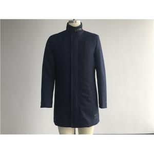 China Mens Cavalry Twill Coat Navy Color With Funnel Collar Plastic Zip Through TW85493 supplier