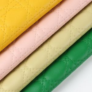Waterproof Artificial PVC Leather For Bags Embroidered Plaid Woven Pattern