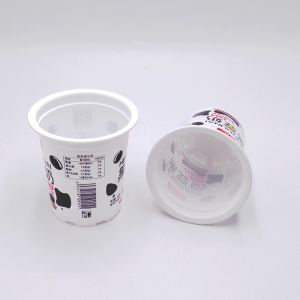 China 11.8oz 12oz Plastic Yogurt Cup White Offset Dessert Pudding Containers wholesale