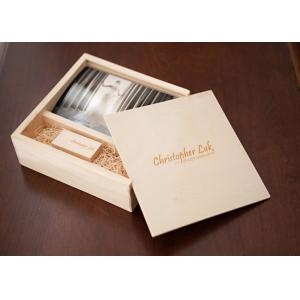 Sliding Lid Wooden Photo Frame Box , Wooden Photo Memory Box With Wooden USB Drive
