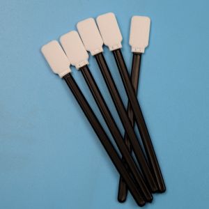 Lint Free Black Handle Flat Square Cleanroom Swab Car Cleaning Polyester Swab For Printer Maintenance