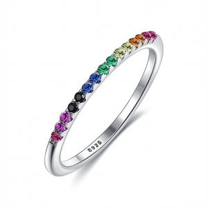 21.1mm 1.2g Sterling Silver Jewelry Rings ODM Lead Free Rainbow Color Ring