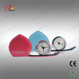 Mini folding heart shape leather travel clock alarming clock suitable for young ladies