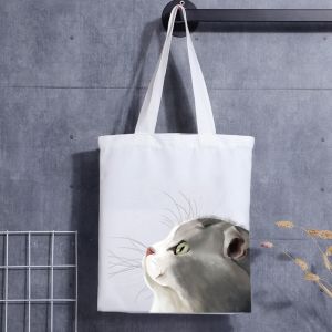 China Bolsa de asas de lona de algodón con impresión de logotipo personalizado reutilizable Bolsa de lona personalizada reutilizable on sale