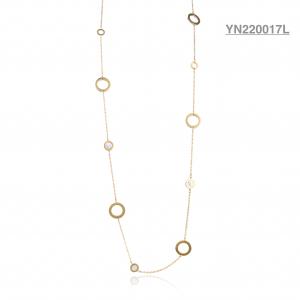 China 18k Stainless Steel Layered Necklace White Shell Inlay Circle Stacking Necklaces Gold supplier