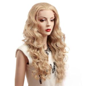 Blonde Deep Wave Synthetic Front Lace Wigs For White Women