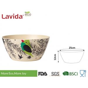 China Reusable Birds Pattern Bamboo Fiber Bowls , Round Shape Large Melamine Salad Bowl supplier