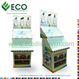Two Shelves Folding Cardboard Floor Display With Separate Counter Display For Car Accessory
