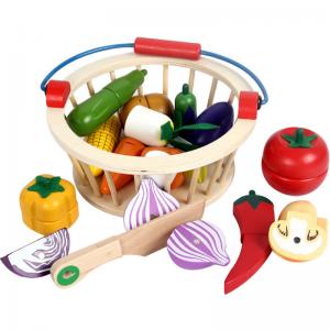 China Magnetic 10.5cm Wooden Fruit Cutting Set Wooden Fruit Basket Toy supplier