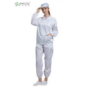 China Anti Static ESD Cleanroom white color Jacket and pants with Straight open zipper and laper supplier