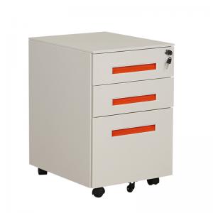smooth surface White Bedside Cabinets , Knock Down 3 Drawer Mobile Pedestal