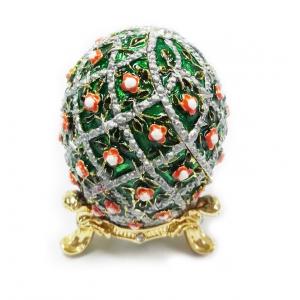 Faberge Egg Trinket Jewelry Box with Rose for Sale Rose Jewelry Trinket Box Rose Green Egg Christmas Wedding Gift