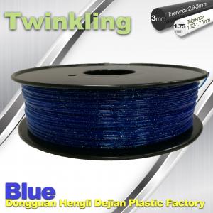China Blue Color Flexible 3D Printer Filament 1.75 3.0mm Twinkling Filament 200°C - 230°C supplier