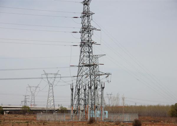 Galvanized Electricity Pylons , Transmission Steel Tower for Power Overhead Line