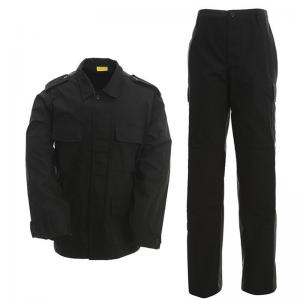 Customized Ripstop T/C 65% Polyester 35% Cotton BDU Suit Black No Logos