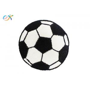 Heat Cut Border Custom Soccer Patches Round Shape Black / White Color