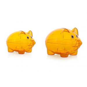 Small Orange Transparent Piggy Bank For Kids Coin Saving Lightweight