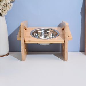 Stainless Steel Bamboo Raised Dog Bowl For Single Stand