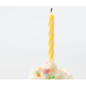 China Yellow Color 24Pcs Simple Spiral Striped Birthday Candles With 12pcs Flower Holder supplier