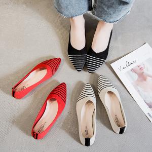 Knitted Pointed Flat Bottomed Daily All Match Women'S Loafers Lady Shoes Women Flats Shoes