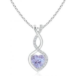 Natural Tanzanite Infinity Heart Pendant Necklace CZ Sterling SilverI 14K