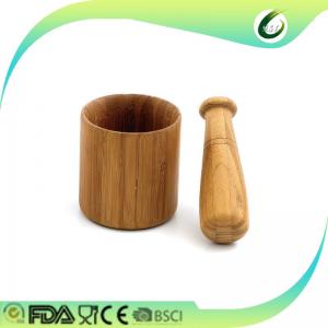 FDA Approved Wooden Mortar Pestle , Bamboo Wooden Bowl With Masher Long Lifespan