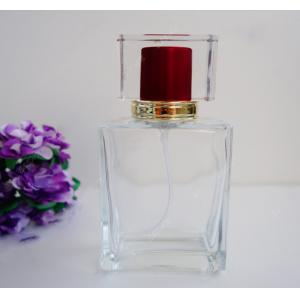 China CLear Square Glass Perfume Bottles With Childproof Cap 50ml Volume supplier