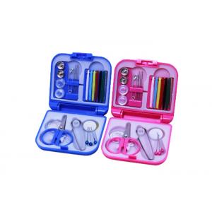 China Portable Pink Blue Color Travel Sewing Kits With Folding Plastic Case supplier