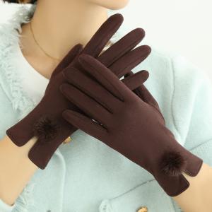 China Dark Red Acrylic 55g Women Touch Screen Gloves , Warm Cycling Gloves supplier