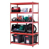 China Red Storage Shelf Rack 5 Tier Heavy Duty Steel Garage Storage Shelving Unit on sale