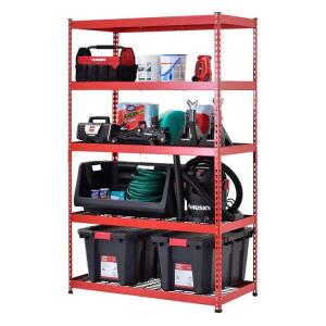 Red Storage Shelf Rack 5 Tier Heavy Duty Steel Garage Storage Shelving Unit