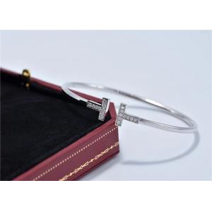 China 18K Gold White Gold Ankle Bracelets / Tiffany T Wire Bracelet With Diamonds supplier