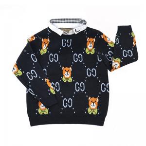 Children's fake-shirt Collar faux shirt Collar neck Jacquard Knit Bear Pattern Boy Girl Kid Winter sweater