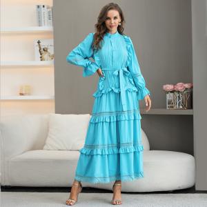 Embellished Patchwork Bell Sleeve Lace Dress 100% Cotton Fabric