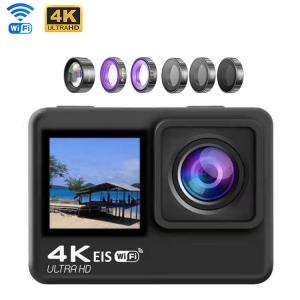 Underwater Waterproof 4k Action Camera With Touch Screen EIS View Angle Adjustable