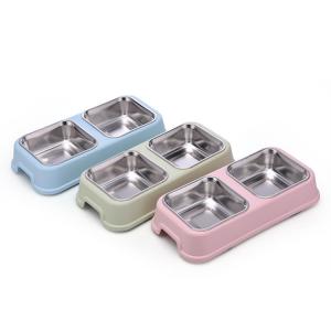 Quadrate Shape Pet Food Feeder Three Color Available High Transparency