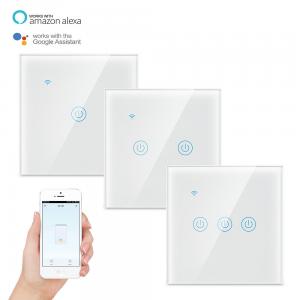 China Glass Panal Touch Control Light Switches Wifi Tuya EU 1/2/3 Gang Google Home Alexa supplier