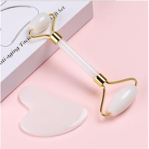 China Women Skin Care Jade Face Roller Massager With Gua Sha Set supplier