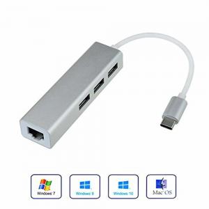 China Type c 3-Port USB-C to RJ45 USB 3.0 Aluminum Portable Data Hub, with 10/100/1000 Mbps, or 1 Gigabit Network Adapter with supplier