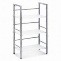 4 Tiers Metal and Stainless Steel Kitchen Storage Rack, 3/4 Layers Shelf with Plastic Clapboard
