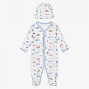 Autumn Newborn Baby Romper with Hat 2pcs Set Long Sleeved Printed Cotton Infant Girl Boy One-piece Jumpsuit