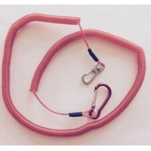 Carabiner hook spring stretchy coil keychain strap rope red fishing coiled lanyard
