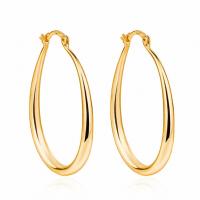 Platinum Plated Smooth Circle 14k Gold Hoops 30×21mm For Women Lady