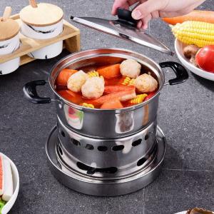 Fashion Simple Stainless Steel Hot Pot Kitchen Hotel Single Portable Alcohol Stove Self Service Hot Pot Set