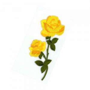 China Fashion Iron On Embroidery Rose Patches Yellow Rose Flowered Appliques for Jeans supplier