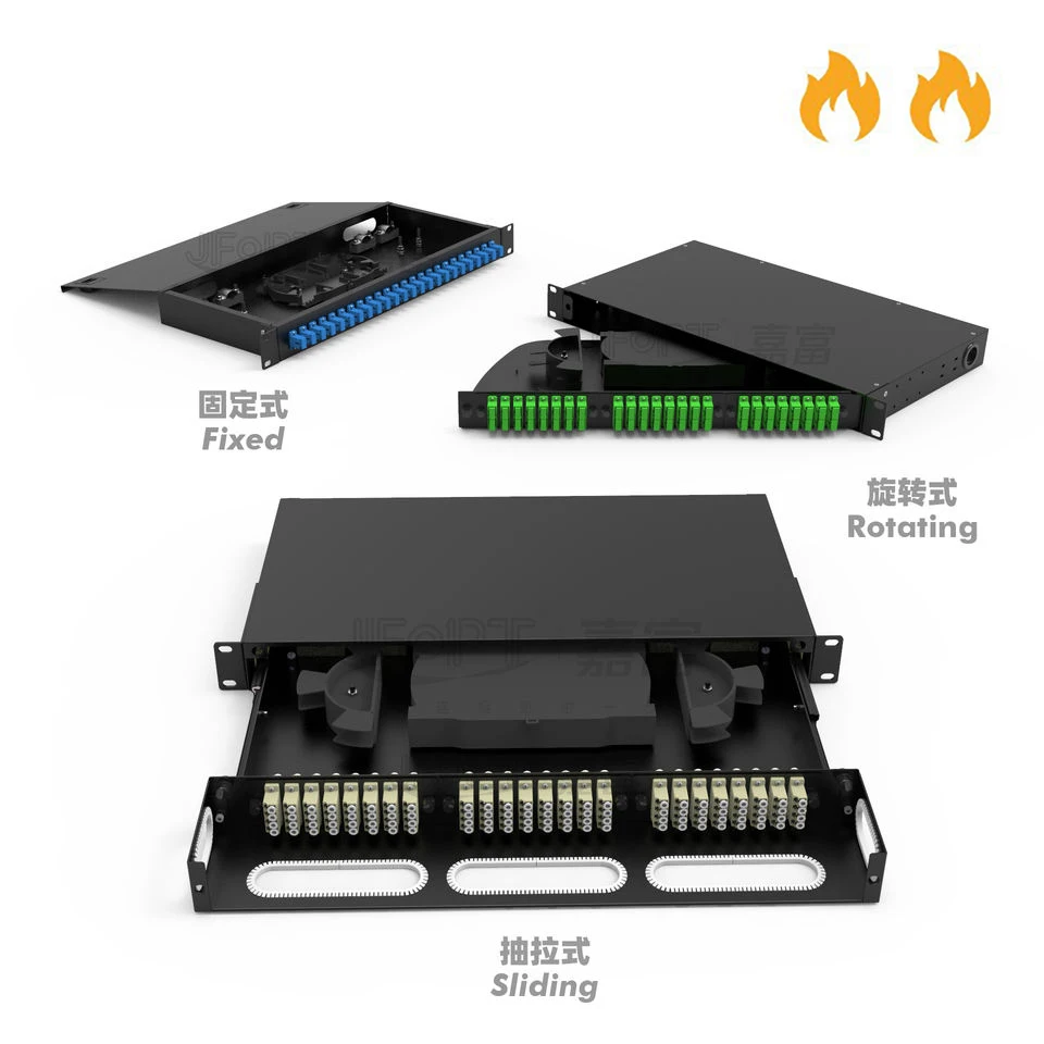 China Grey Fusion Splice Tray Rack Mount Fiber Patch Panel Electrostatic Spraying Coating Rotating Tray on sale