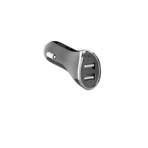 China Portable Universal High Power Usb Car Charger 3.1a Fast Dual Usb Ports Black Silver Color supplier