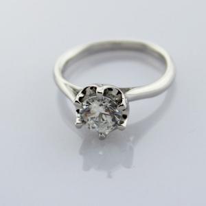 China Sterling Silver Engagement Ring with 6mm Round Solitaire Cubic Zirconia (F81) supplier
