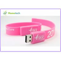 China Pink Silicon Wristband USB Flash Drive Silicon bracelets USB Flash Memory , Multi Color USB 2.0 Bracelet Memory Stick on sale