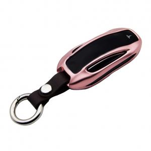 China Topfit Premium Aluminum Metal Car Key Case Shell Cover with Key Chain for Tesla Model X (Rose Gold) supplier